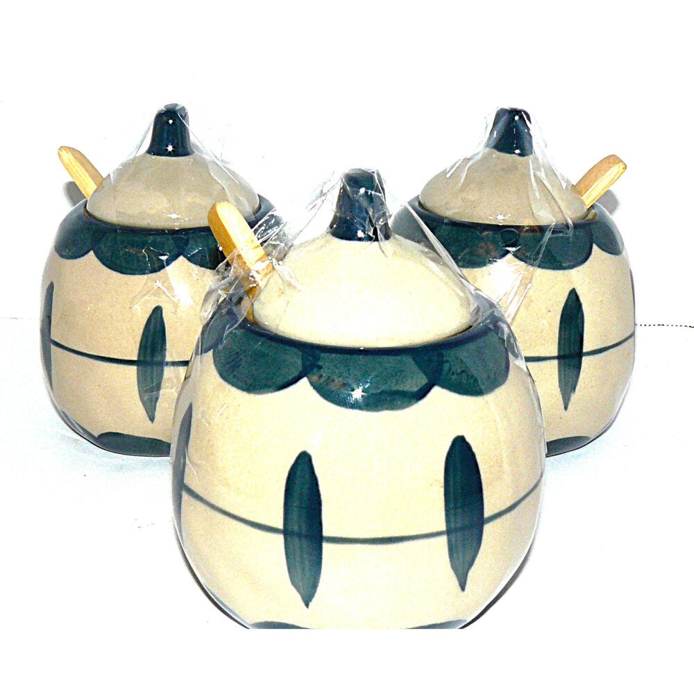 Creative Co-op Ceramic Creamer & Sugar Pot Set With Lid & Spoon Cottagecore - Picture 2 of 7